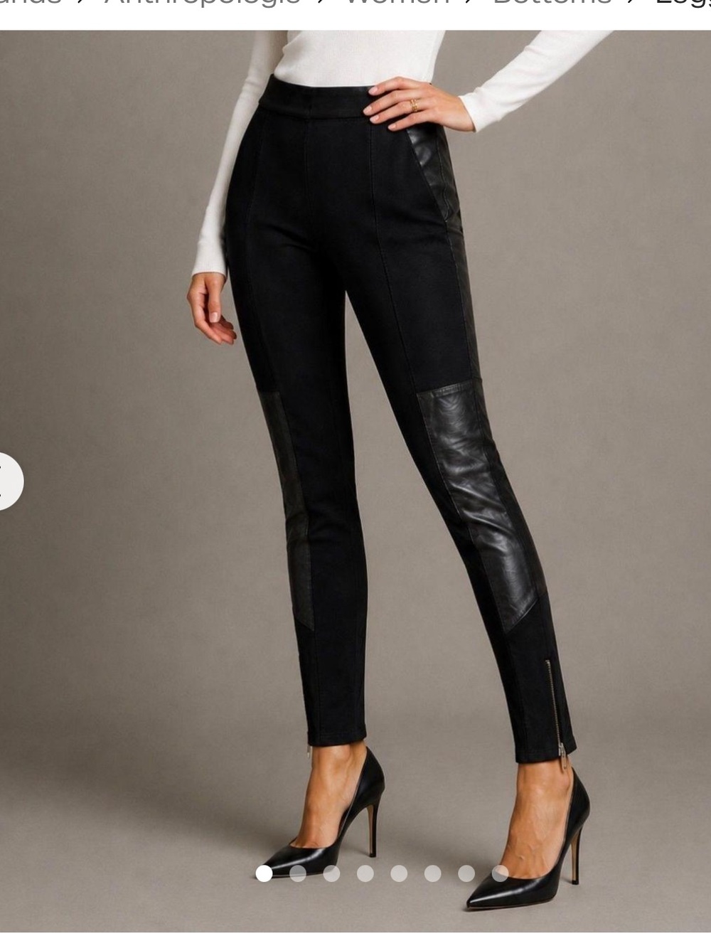 Anthropologie Women’s Black Mixed-Material Panel pants with zippers size 28.